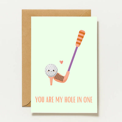 Carte de golf « Tu es mon trou en un » | Carte d'amour humoristique | Carte de Saint-Valentin | Cadeau de golf pour lui et elle |