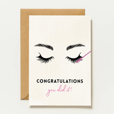 Carte de félicitations pour la formation en rehaussement de cils | Carte d'examen d'esthéticienne | Félicitations pour la réussite de votre examen ! | Beauté
