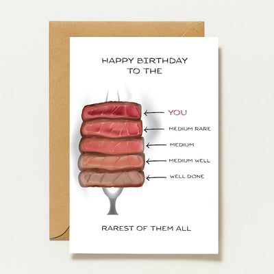 Carte d'anniversaire humoristique | Menu steak pour les amoureux