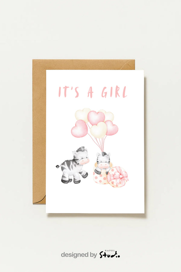 C'est une fille | Carte de vœux pour annoncer une naissance