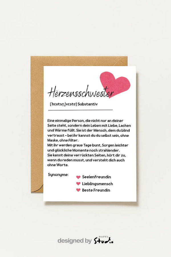 Sœur de cœur | Carte pour meilleure amie