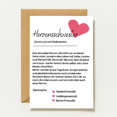 Sœur de cœur | Carte pour meilleure amie