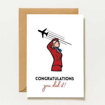 Glückwunschkarte Flugbegleiterin Abschluss
