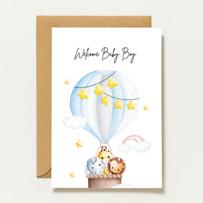 Carte de bienvenue pour bébé garçon | Carte de vœux pour naissance