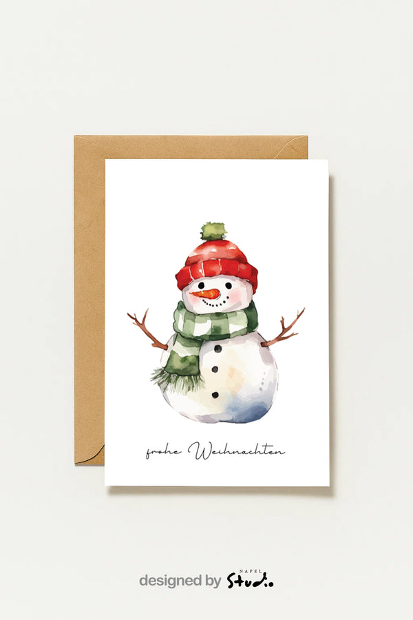 Weihnachtskarte Schneemann Frohe Weihnachten
