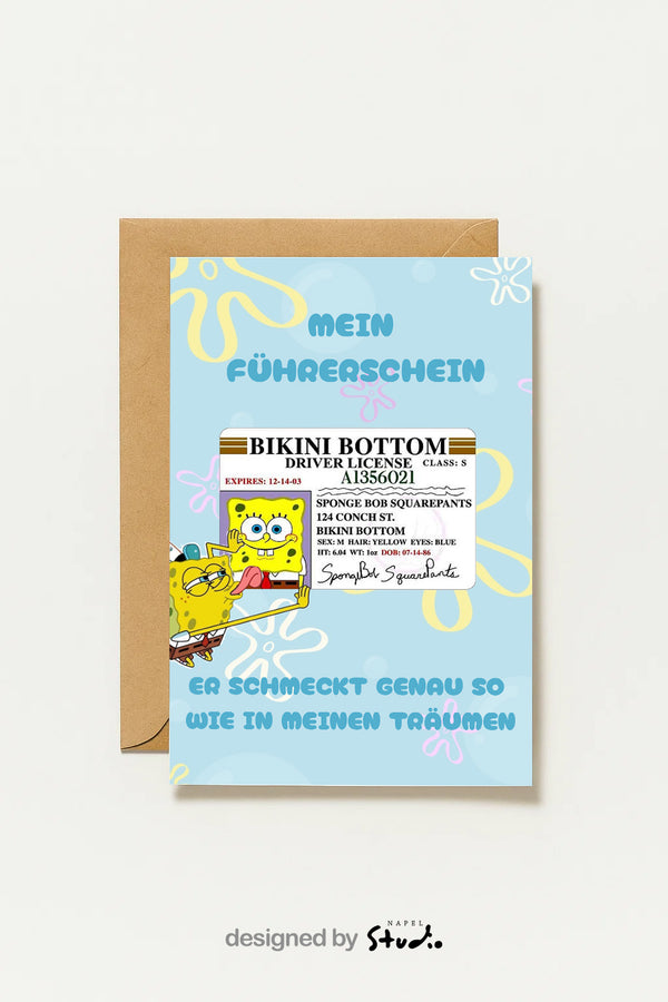 Postkarte Spongebob Mein Führerschein