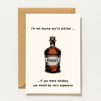 Carte d'anniversaire humoristique avec une citation sur le whisky | Carte amusante pour hommes et femmes | Idée cadeau whisky