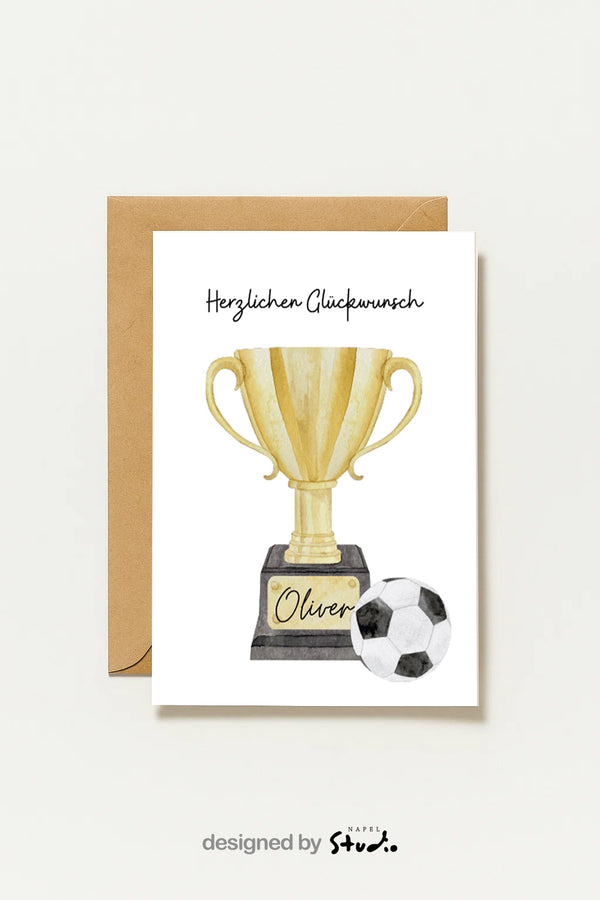 Carte de félicitations pour un trophée de football | Personnalisée