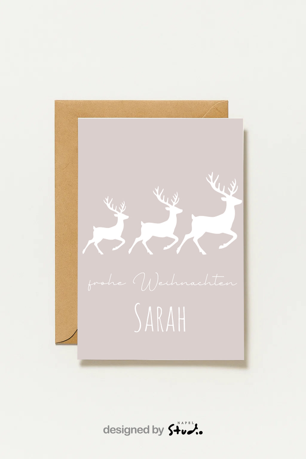 Personalisierte Weihnachtskarte Rentier Motiv Personalisiert
