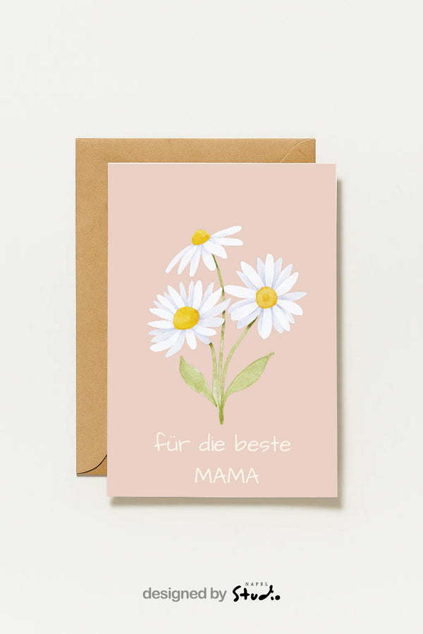 Mama – „für Die Beste Mama“ Blumen Aquarell Motiv – Muttertagskarte