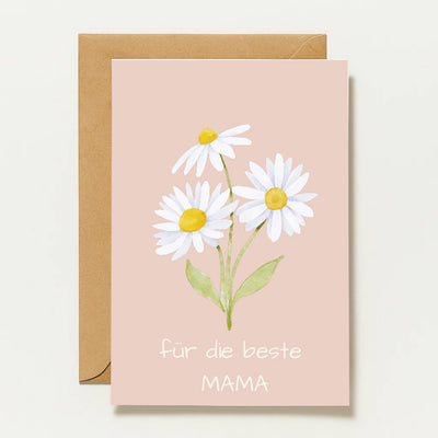 Carte pour la fête des mères – « Pour la meilleure maman » | Motif floral aquarelle