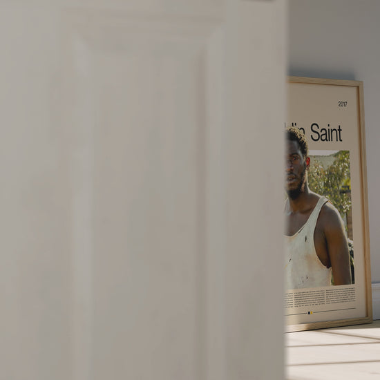 Minimalist Franklin Saint poster inspired by Snowfall. Cinematic composition with warm urban tones, showing Franklin’s struggle and ambition. Perfect for fans of dramatic TV series, collectors of modern art prints, and lovers of realistic storytelling wall decor.