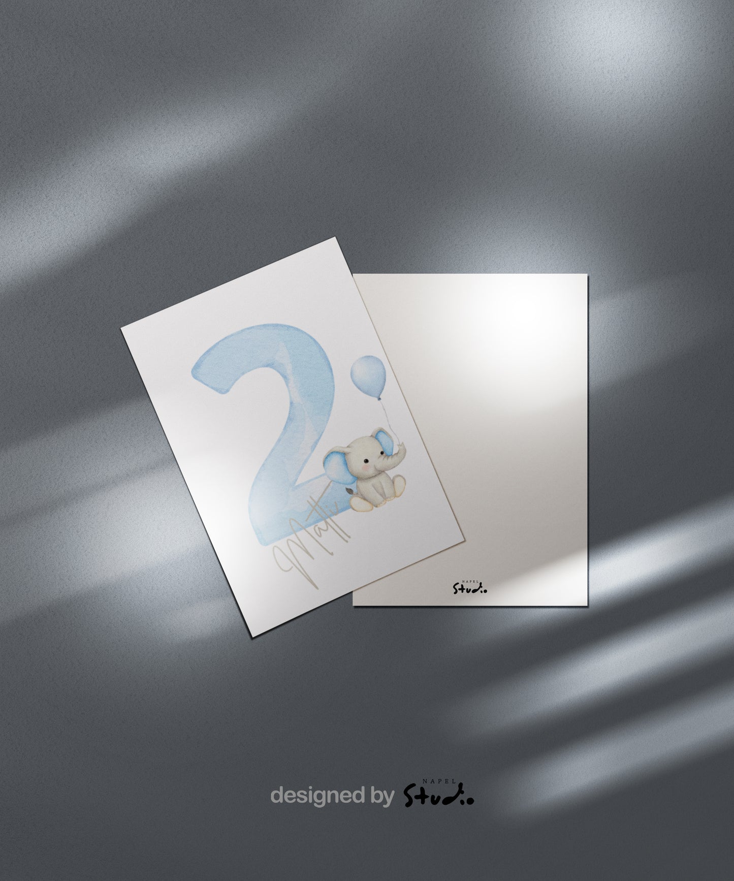 Geburtstagskarte Junge | Personalisiert mit Name | Elefant mit Ballon | Kinderkarte zum ersten Geburtstag Baby Boy