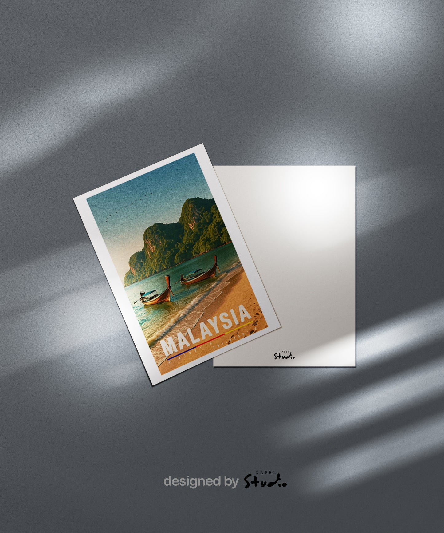 Grußkarte Malaysia | A6 Reisekarte | Urlaubskarte mit Strand & Booten