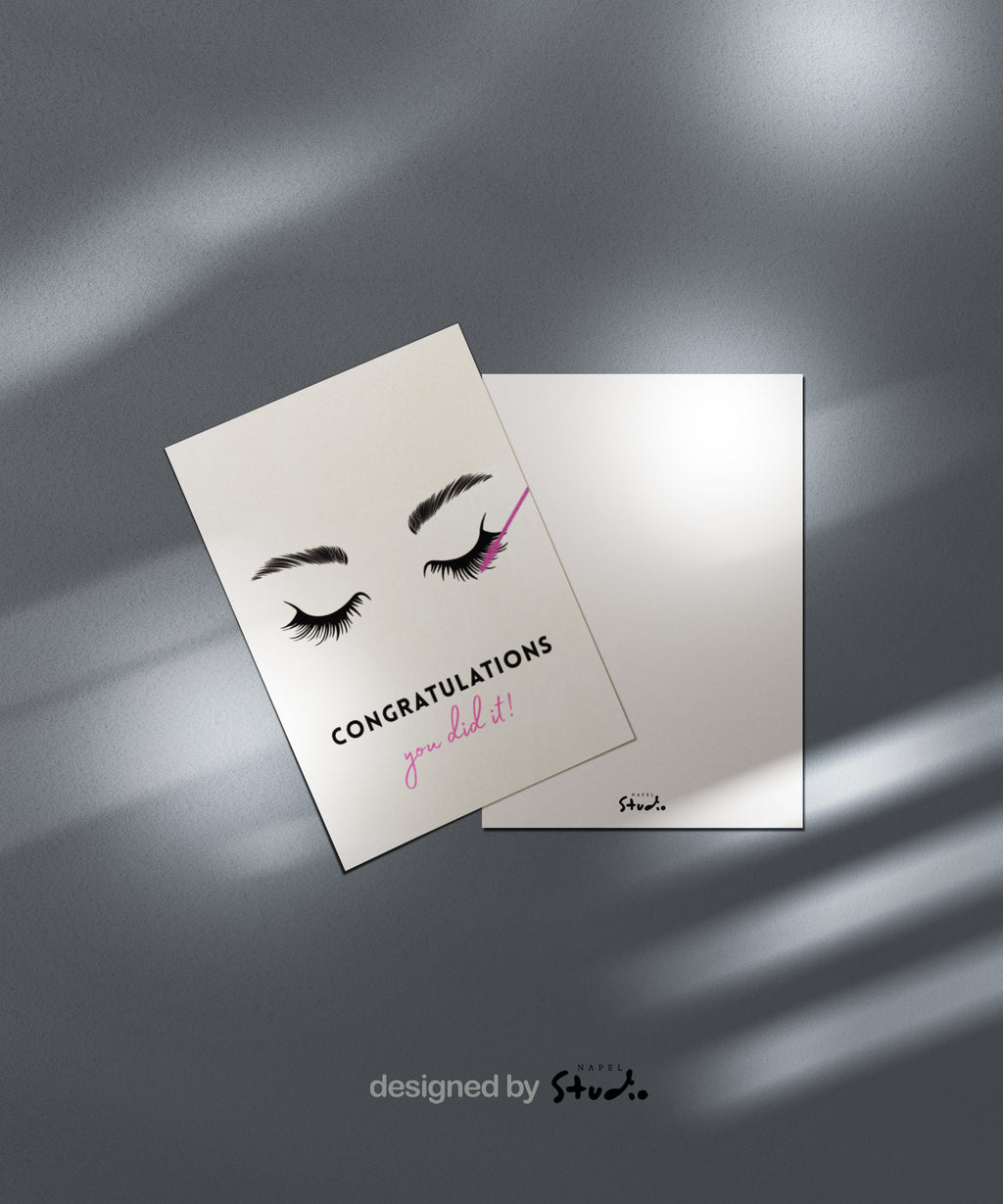Carte de félicitations pour la formation en rehaussement de cils | Carte d'examen d'esthéticienne | Félicitations pour la réussite de votre examen ! | Beauté
