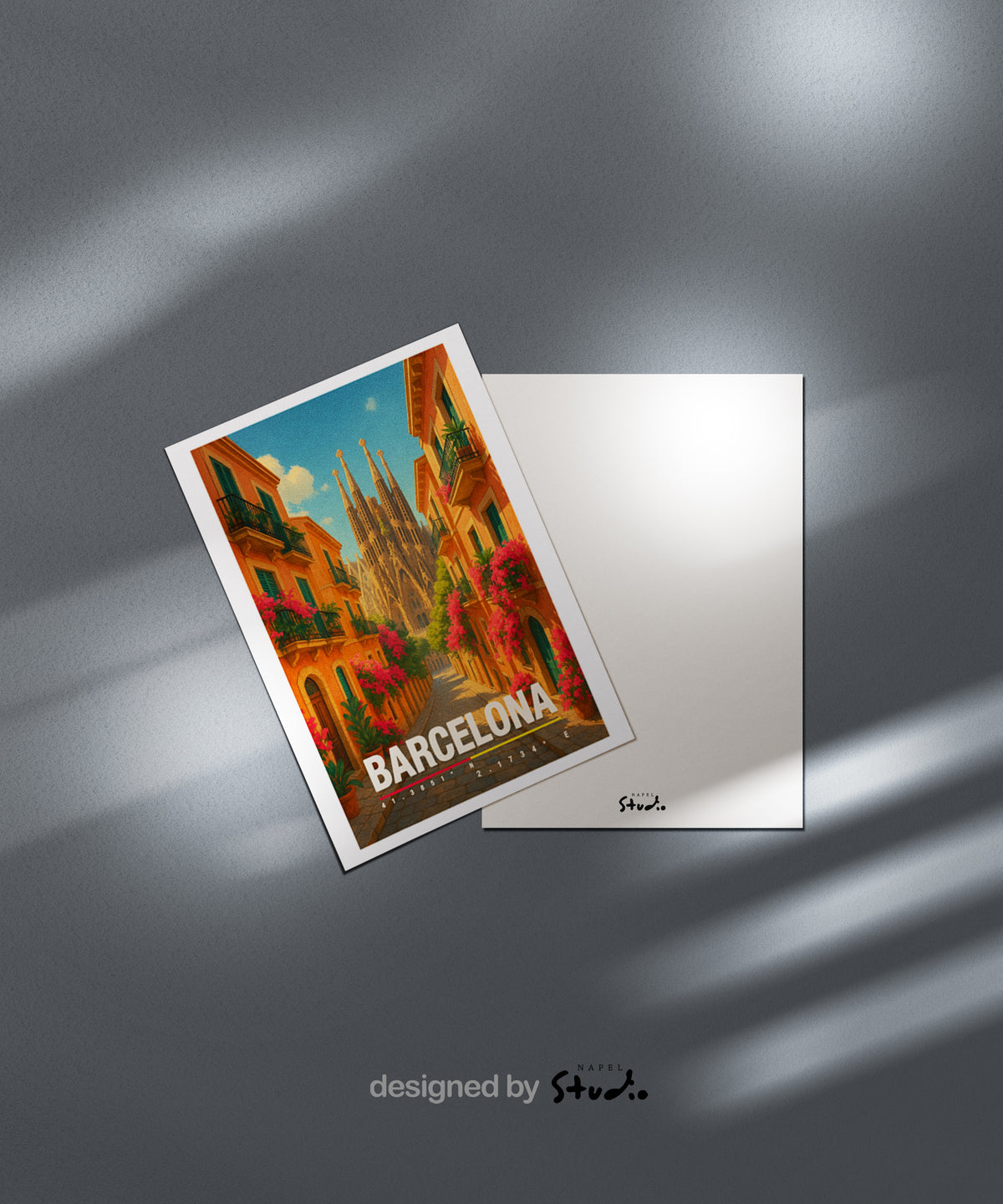 Carte de vœux Barcelone | Carte postale de voyage A6 | Carte de vacances avec fleurs et architecture | Carte d'été de l'Espagne | Idée cadeau pour les passionnés de voyage